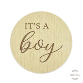 It's a Boy + It's Girl Combo Milestone Card Set of 3 | Wooden Decorative | Natural Wood